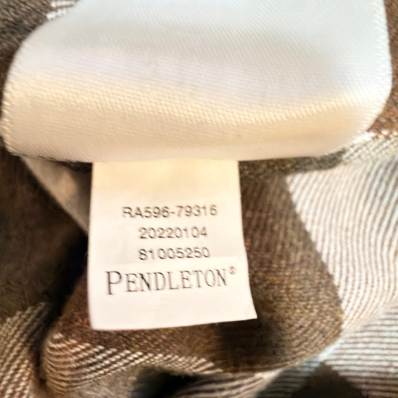 Pendleton Brown White Plaid Cotton Flannel Shirt XXL b14 - Picture 8 of 13